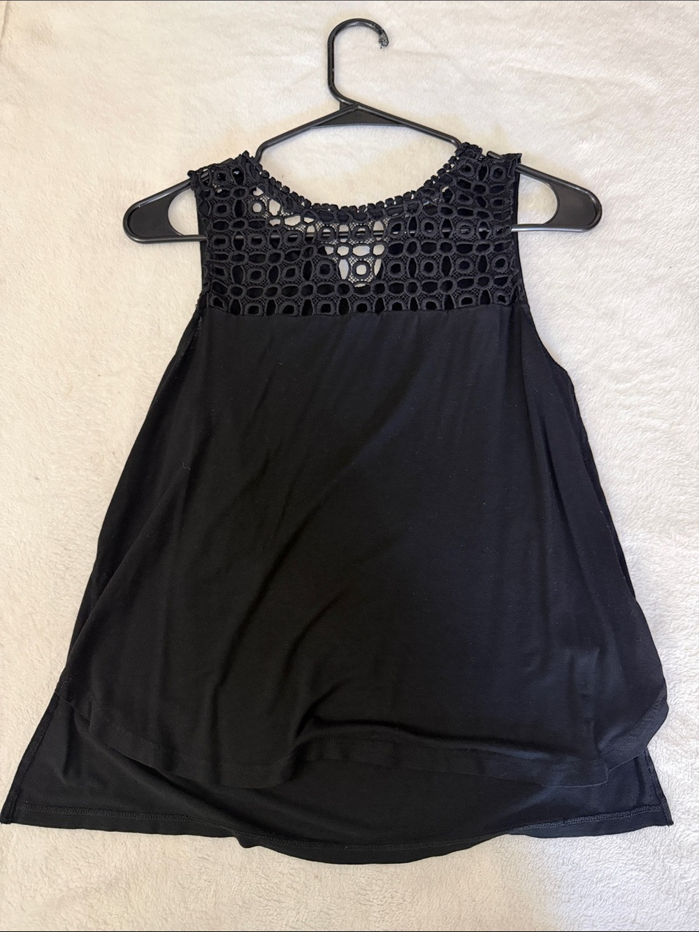 H&M Black Crochet Yoke Sleeveless Tank Top